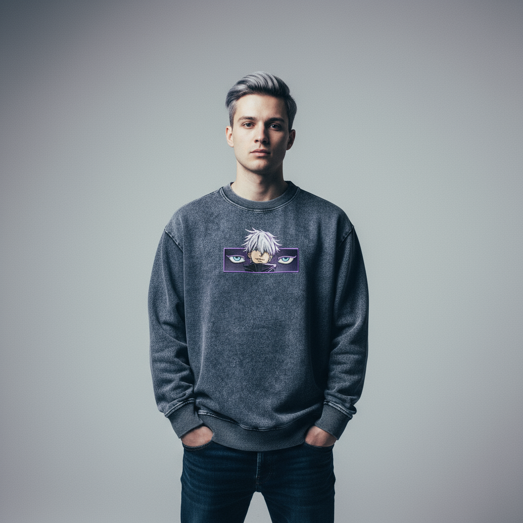 Jujutsu Kaisen Snow Wash Oversized Crewneck Sweatshirt