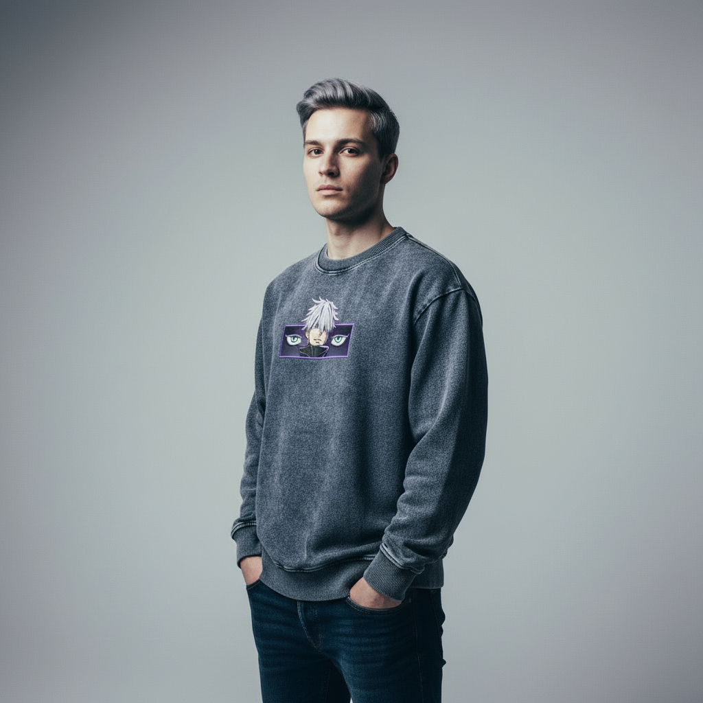 Jujutsu Kaisen Snow Wash Oversized Crewneck Sweatshirt