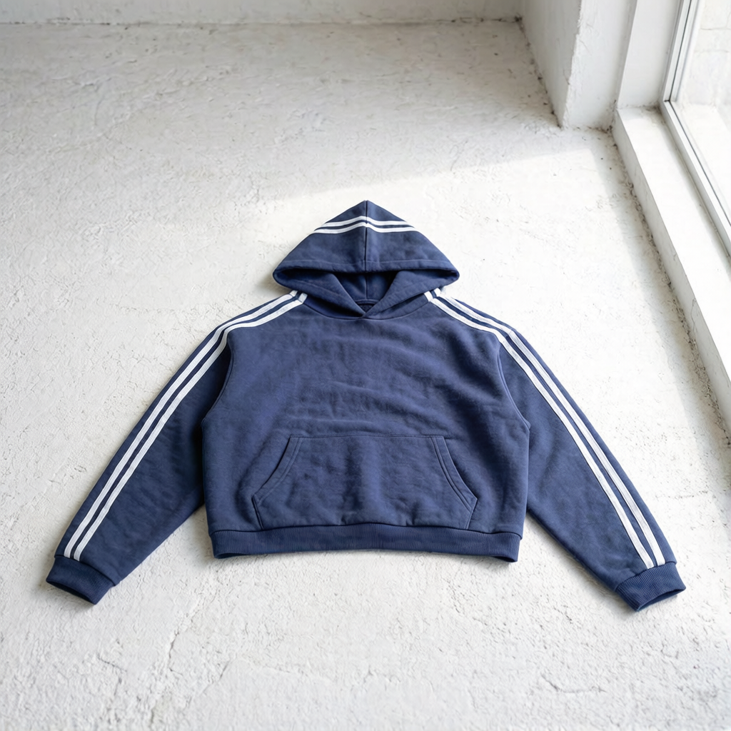 Contrast Side Stripe Cropped Hoodie