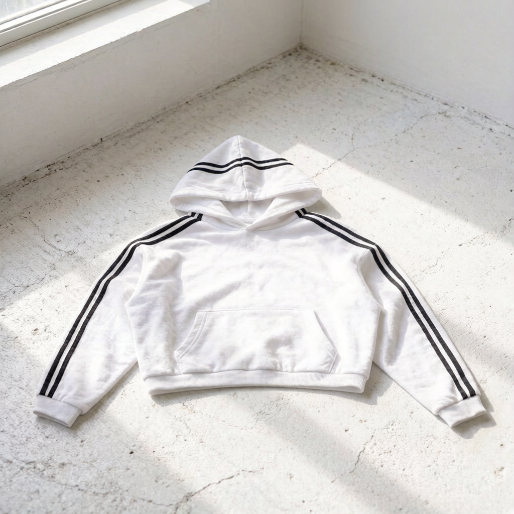 Contrast Side Stripe Cropped Hoodie