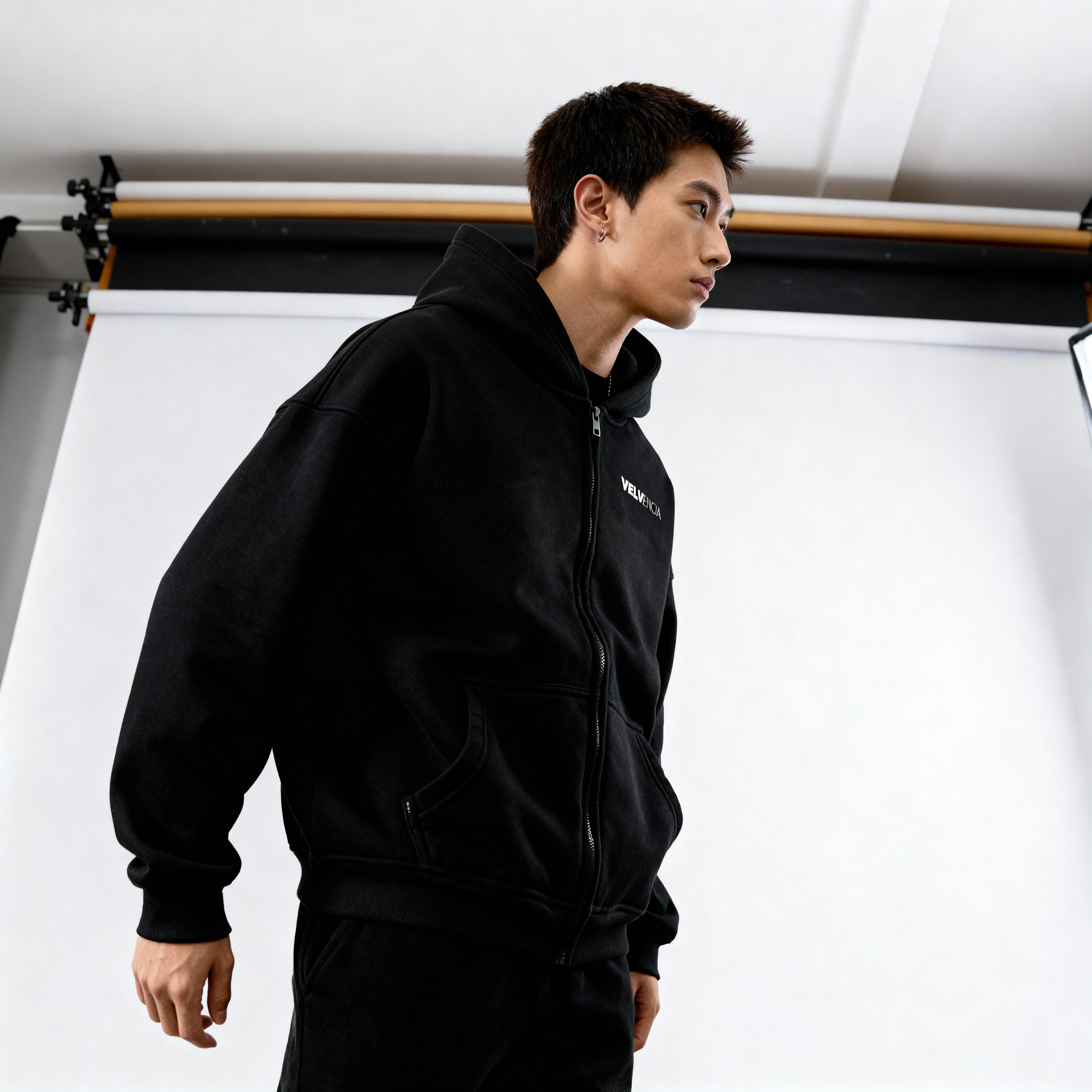 Sunfade Two-way Zipper Boxy Fleece Hoodie