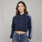 Contrast Side Stripe Cropped Hoodie