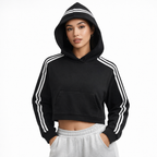 Contrast Side Stripe Cropped Hoodie