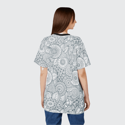 Zen Floral Unisex Cut & Sew Tee - Relaxing Botanical Design