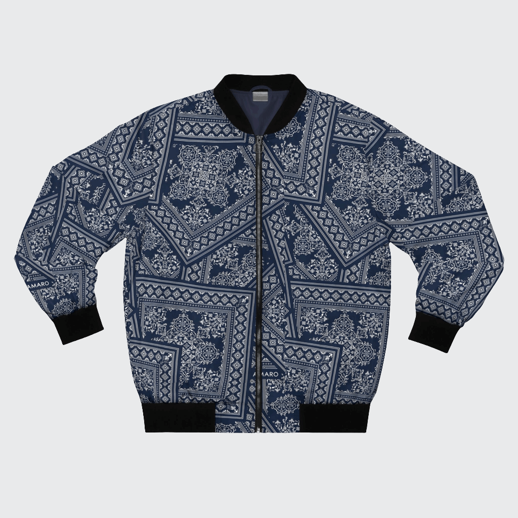 Stylish Men's Bomber Jacket with Intricate Floral Print
