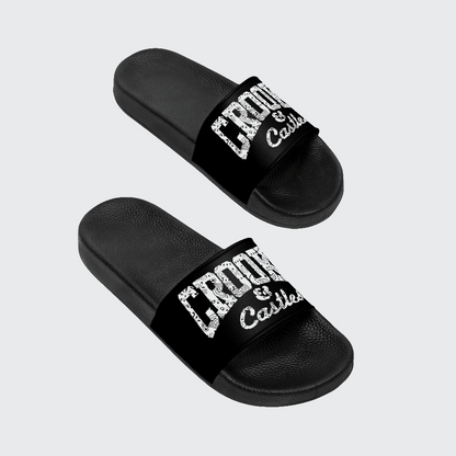 Casual Men's Slide Sandals - Comfortable Black Slides with Cool Graphic Design