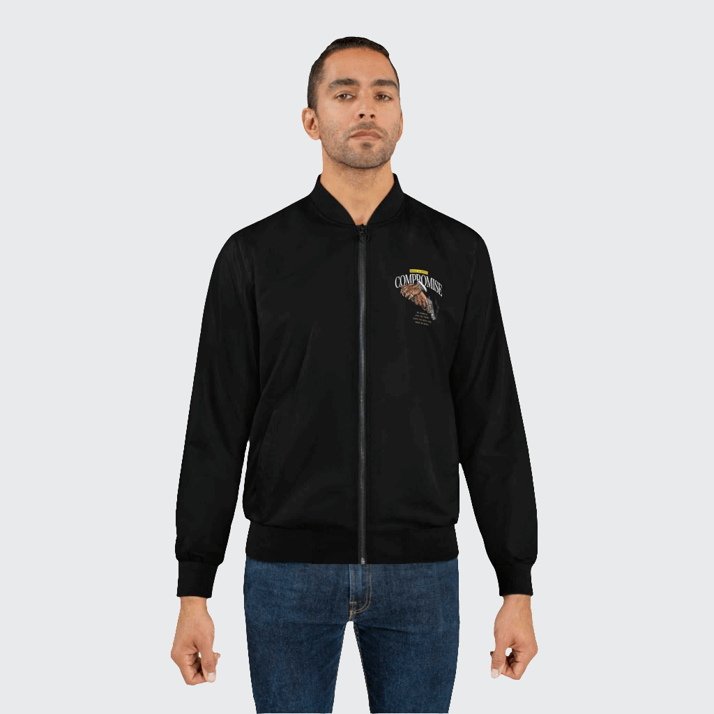Men's Bomber Jacket - 'Compromise' Graphic - Stylish Streetwear for Confidence & Attitude