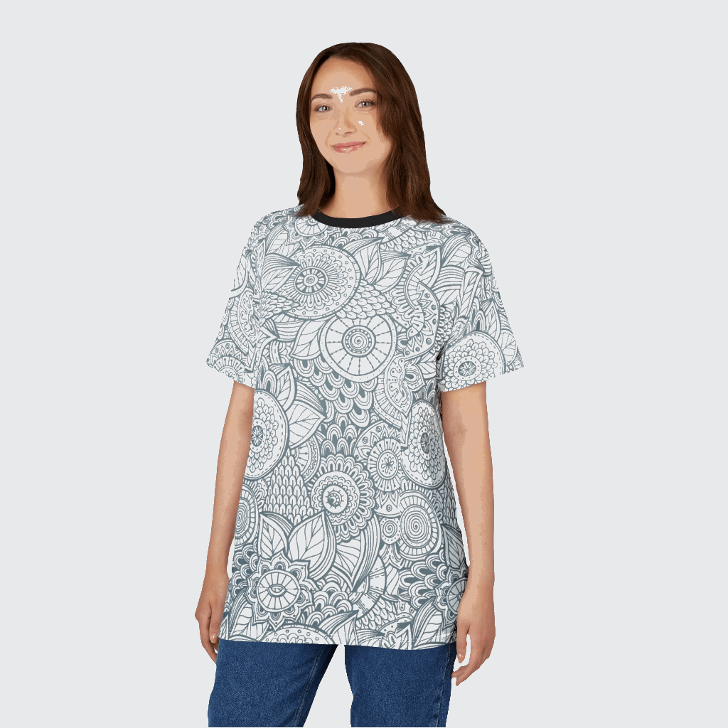 Zen Floral Unisex Cut & Sew Tee - Relaxing Botanical Design