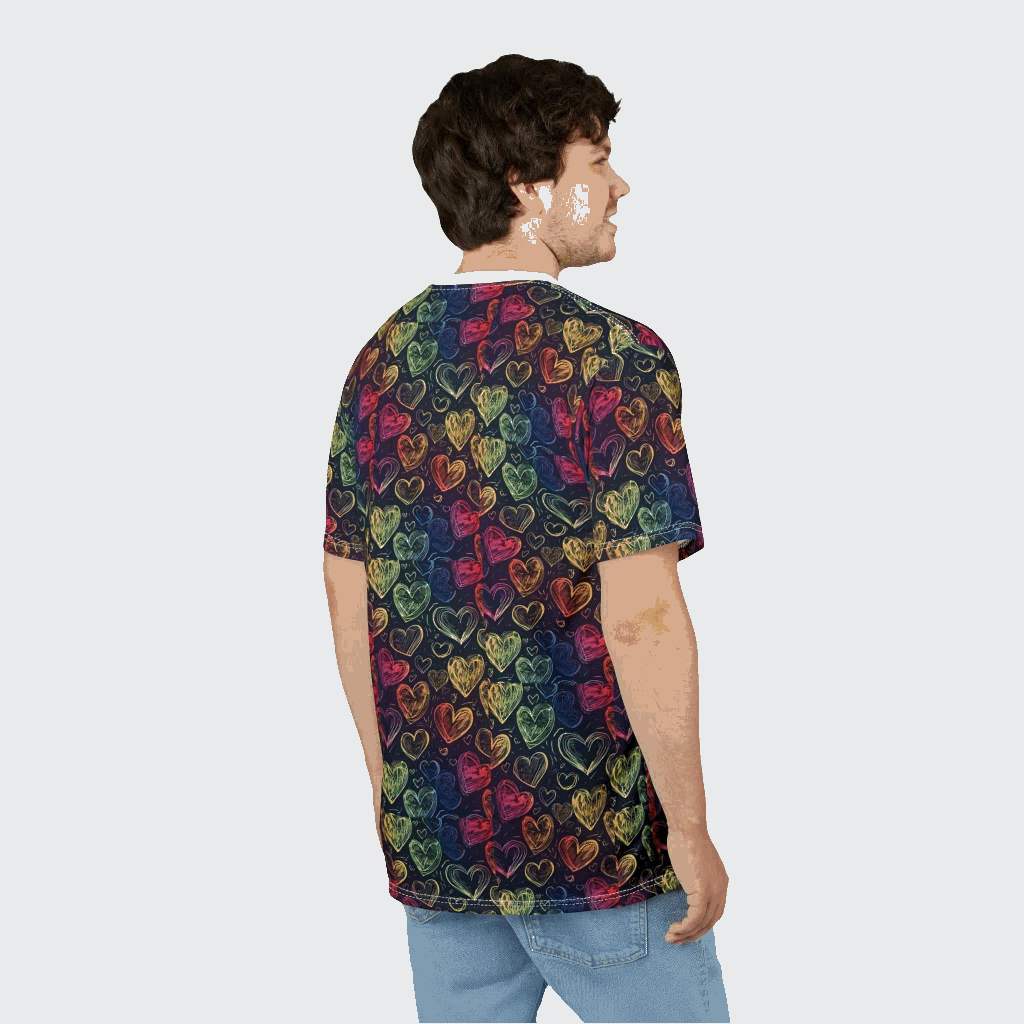 Colorful Heart Pattern Unisex Tee - Perfect for Valentine's Day