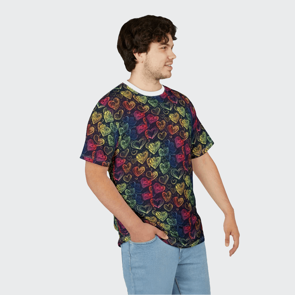 Colorful Heart Pattern Unisex Tee - Perfect for Valentine's Day