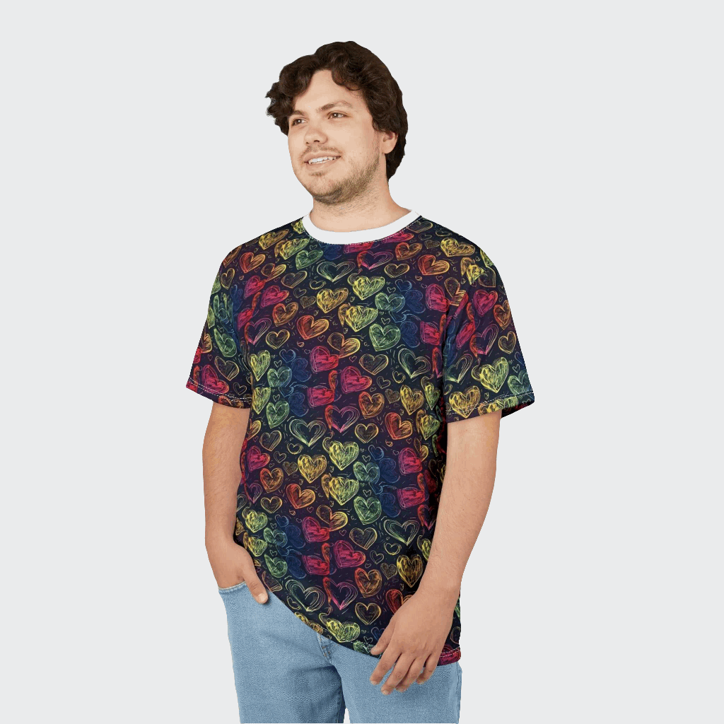 Colorful Heart Pattern Unisex Tee - Perfect for Valentine's Day