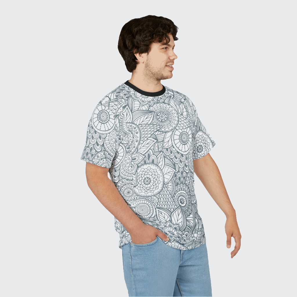Zen Floral Unisex Cut & Sew Tee - Relaxing Botanical Design