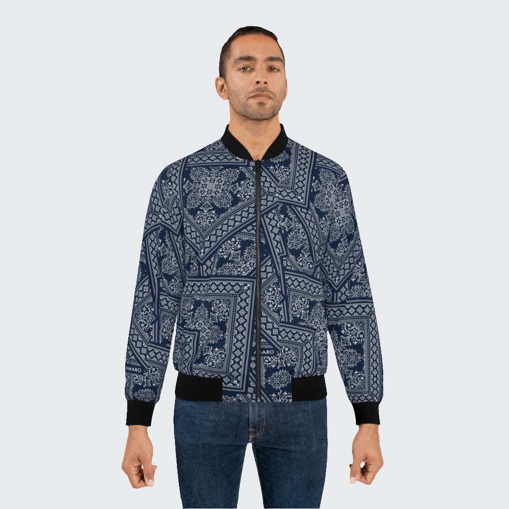 Stylish Men's Bomber Jacket with Intricate Floral Print