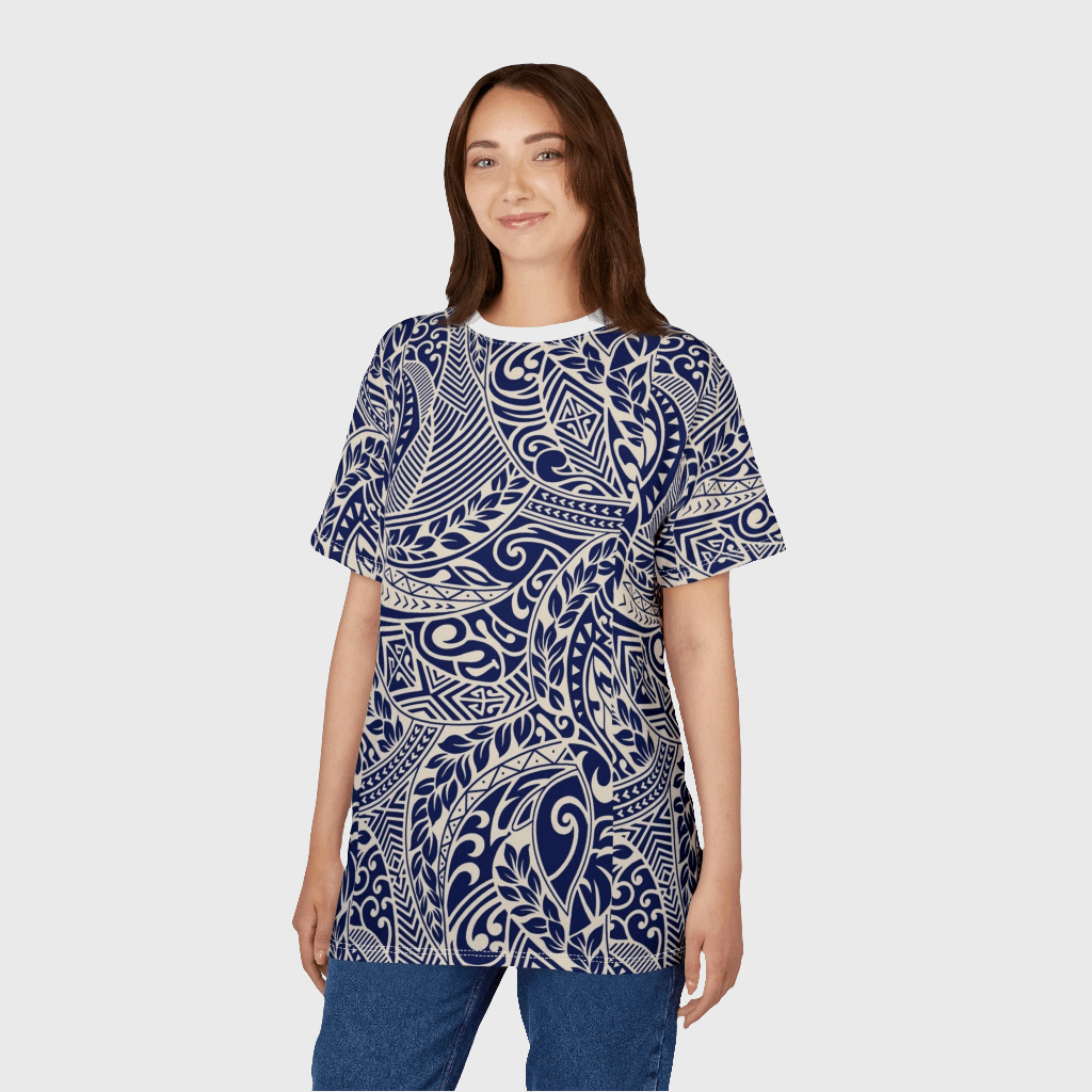 Navy Floral Unisex Cut & Sew Tee - Stylish Botanical Design for Any Occasion