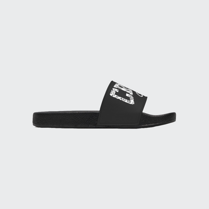 Casual Men's Slide Sandals - Comfortable Black Slides with Cool Graphic Design