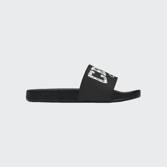 Casual Men's Slide Sandals - Comfortable Black Slides with Cool Graphic Design