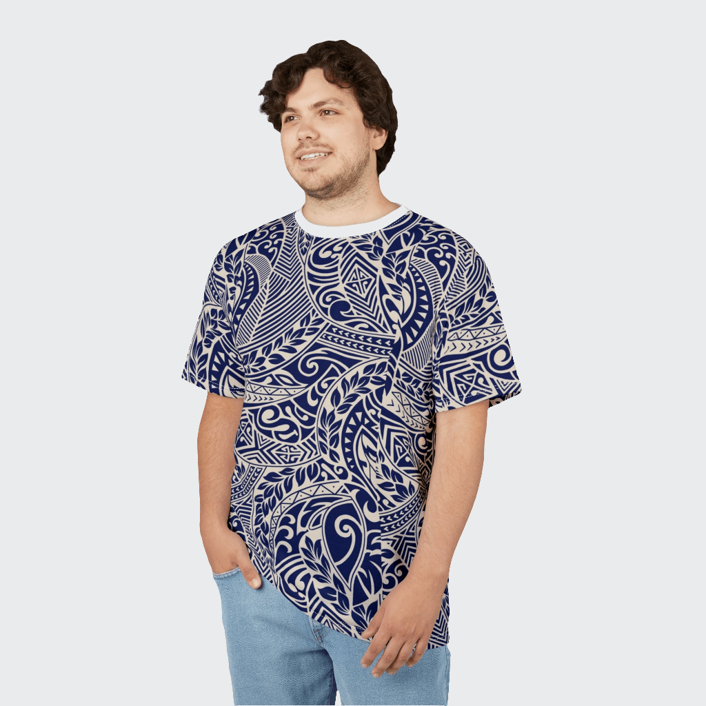 Navy Floral Unisex Cut & Sew Tee - Stylish Botanical Design for Any Occasion