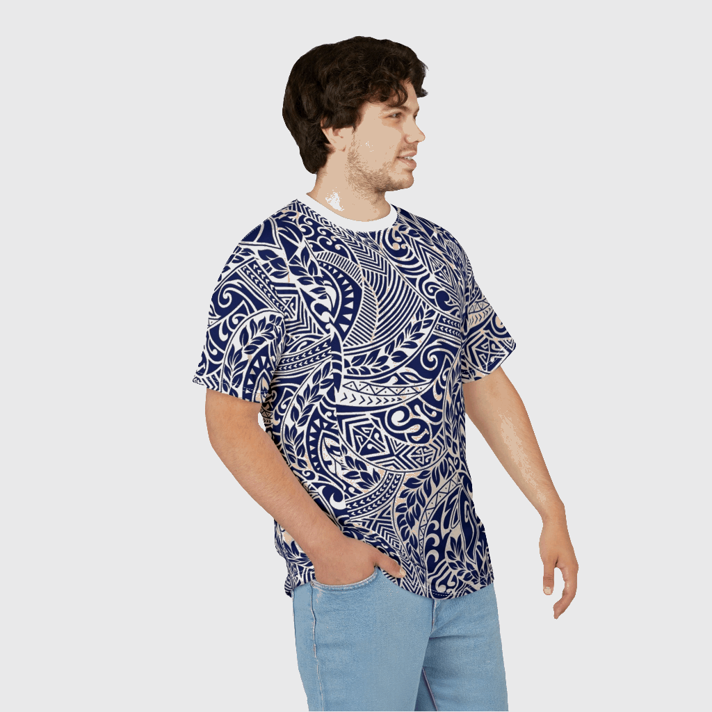Navy Floral Unisex Cut & Sew Tee - Stylish Botanical Design for Any Occasion