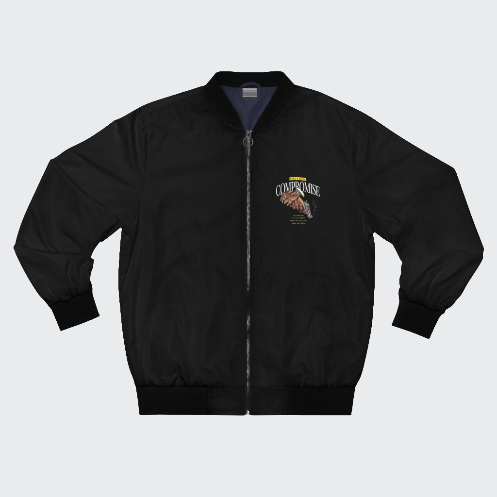 Men's Bomber Jacket - 'Compromise' Graphic - Stylish Streetwear for Confidence & Attitude
