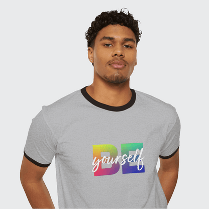 BE YOURSELF Ringer T-Shirt CottonCrew neckDTG