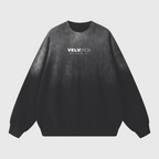 Black tie-dye sweatshirt with 'VELVENCIA' logo on a white background