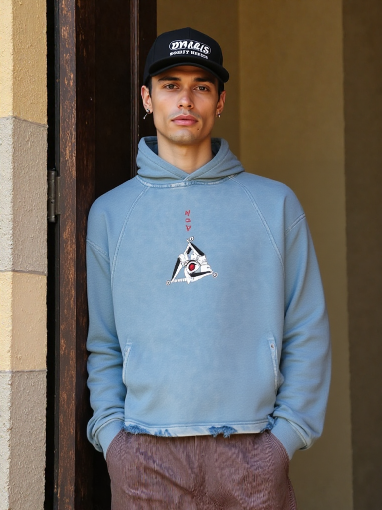 Vintage Washed Frayed-Hem Hoodie