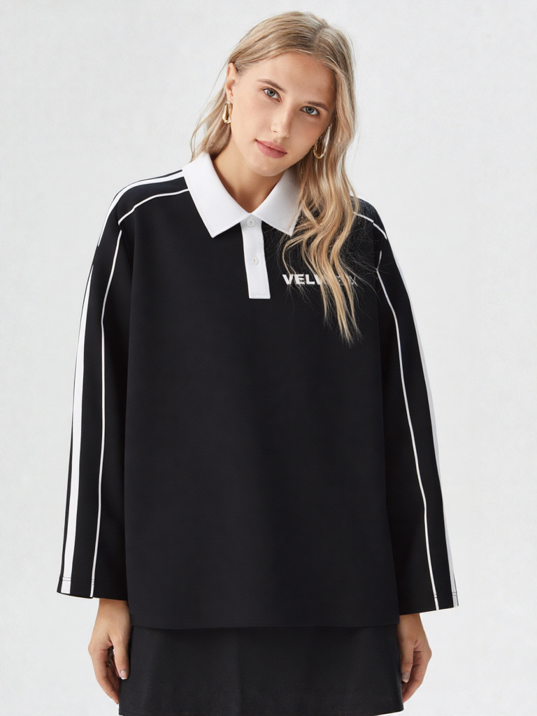 Contrast Collar Short-Sleeve Polo Shirt