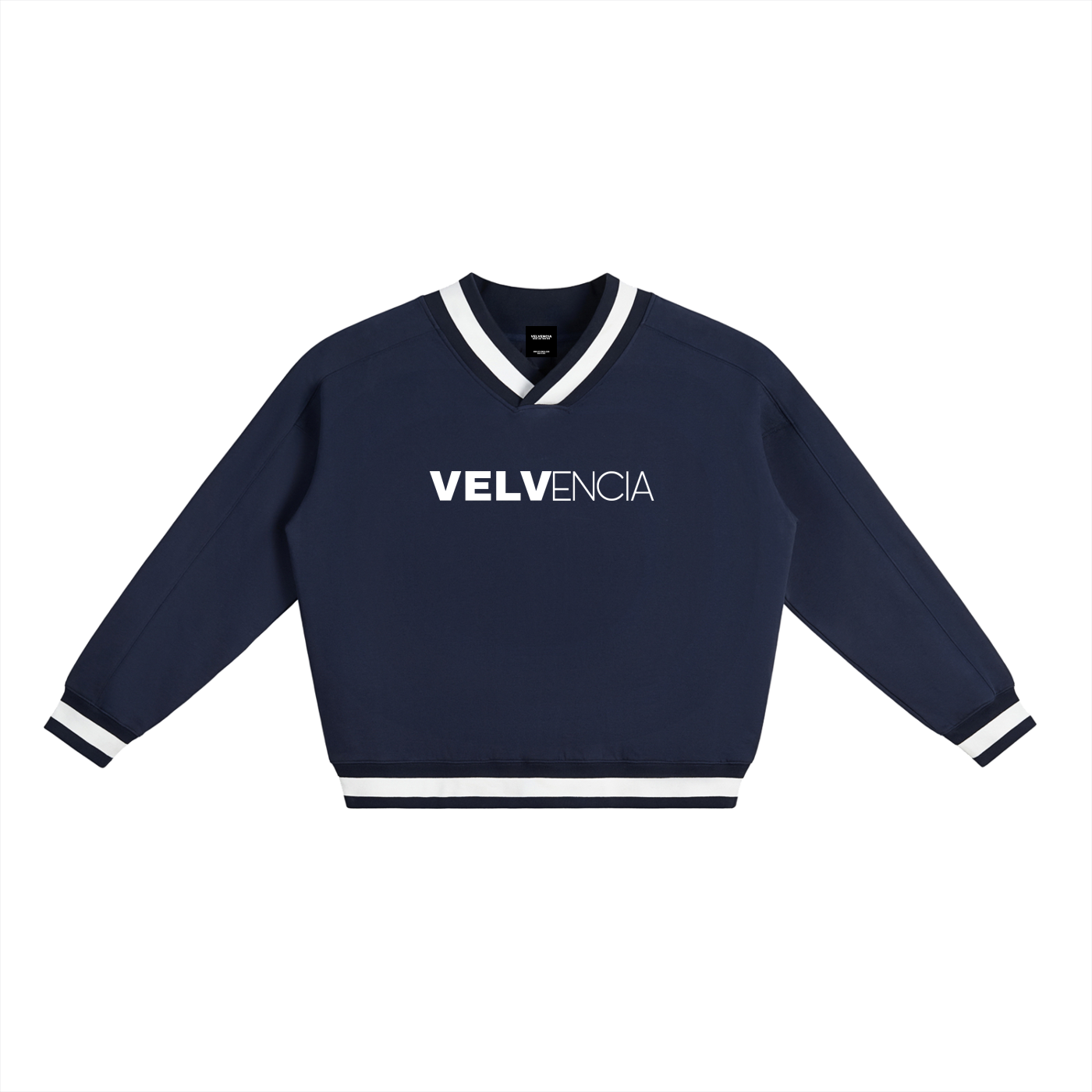 V-Neck Contrast Collar Boxy Sweatshirt