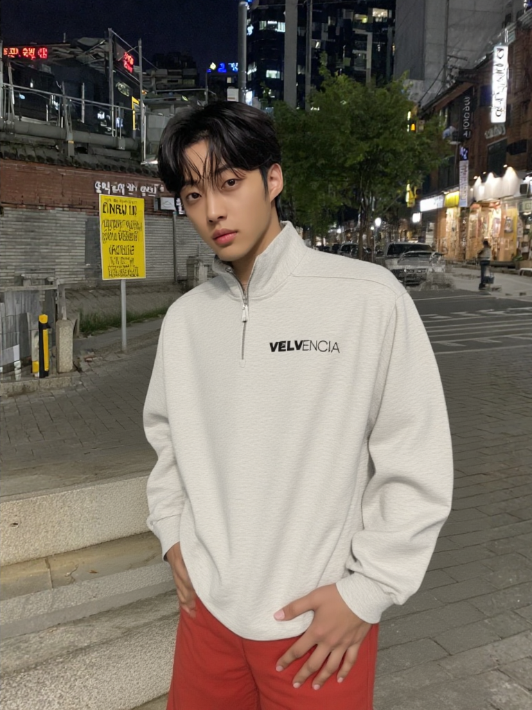 Half-Zip Rolled Edge Fleece Sweatshirt