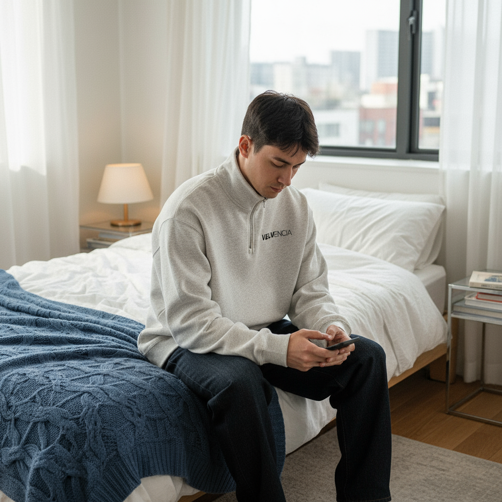 Half-Zip Rolled Edge Fleece Sweatshirt