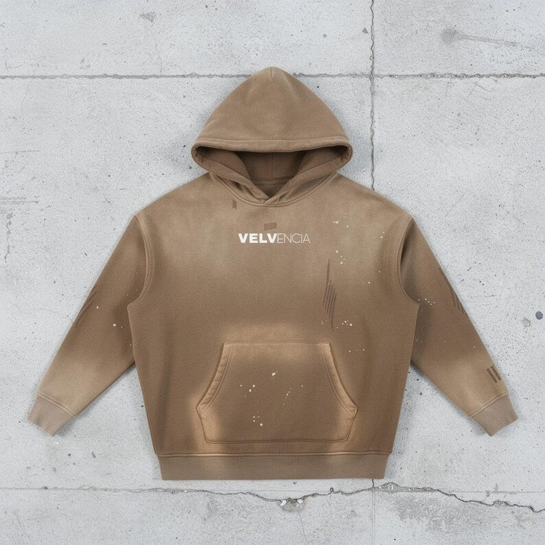 Vintage Washed Frayed Fleece Hoodie