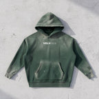 Vintage Washed Frayed Fleece Hoodie