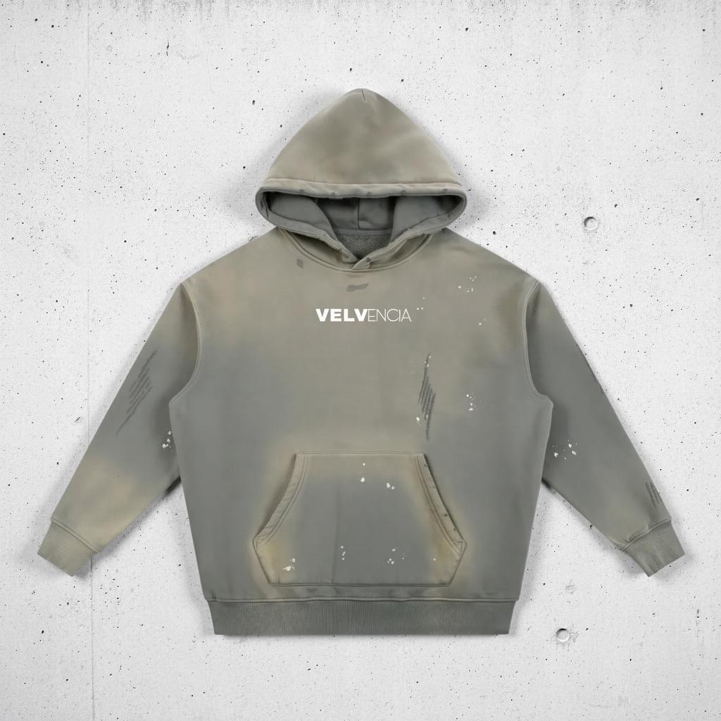 Vintage Washed Frayed Fleece Hoodie