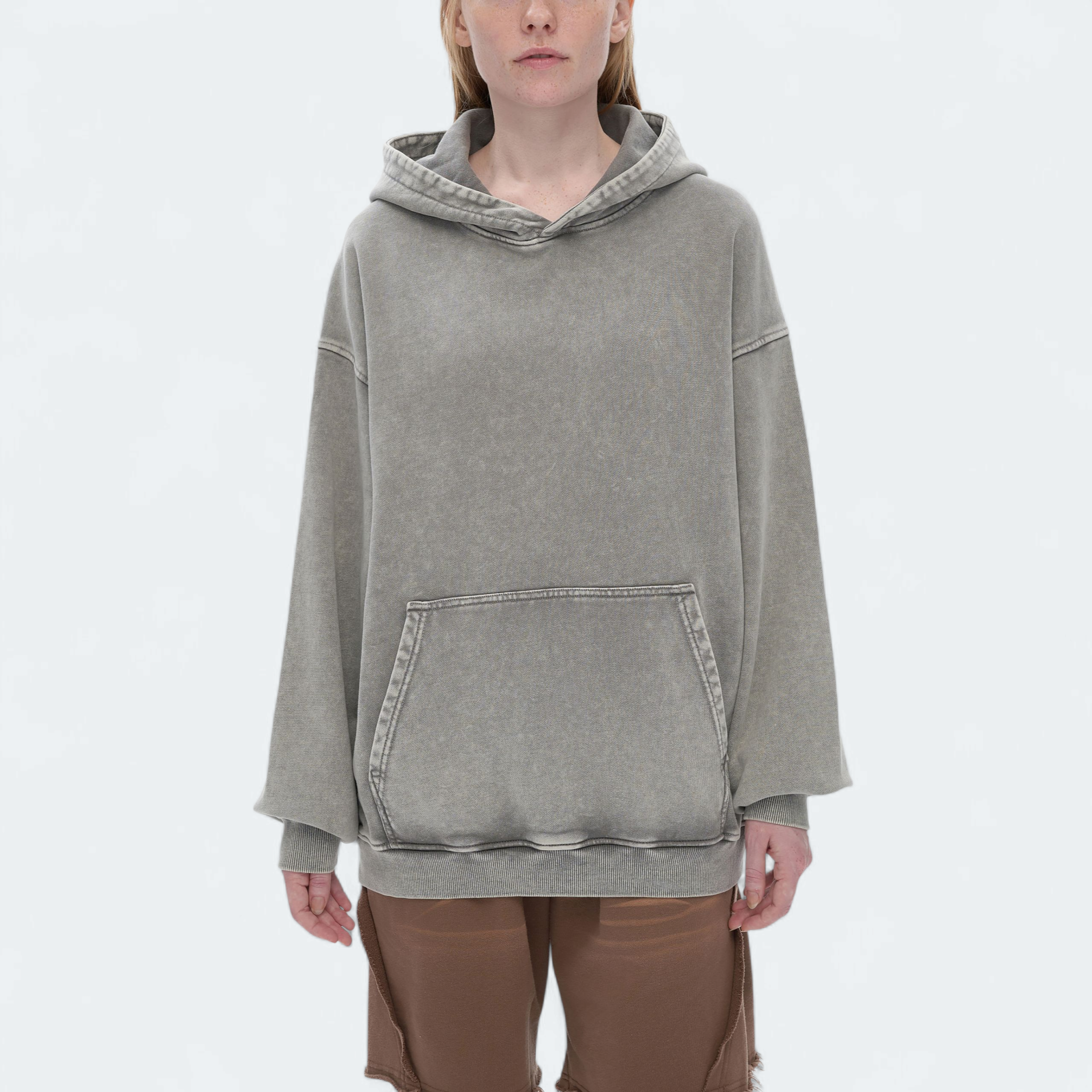 Snow Washed Loose Cotton Hoodie