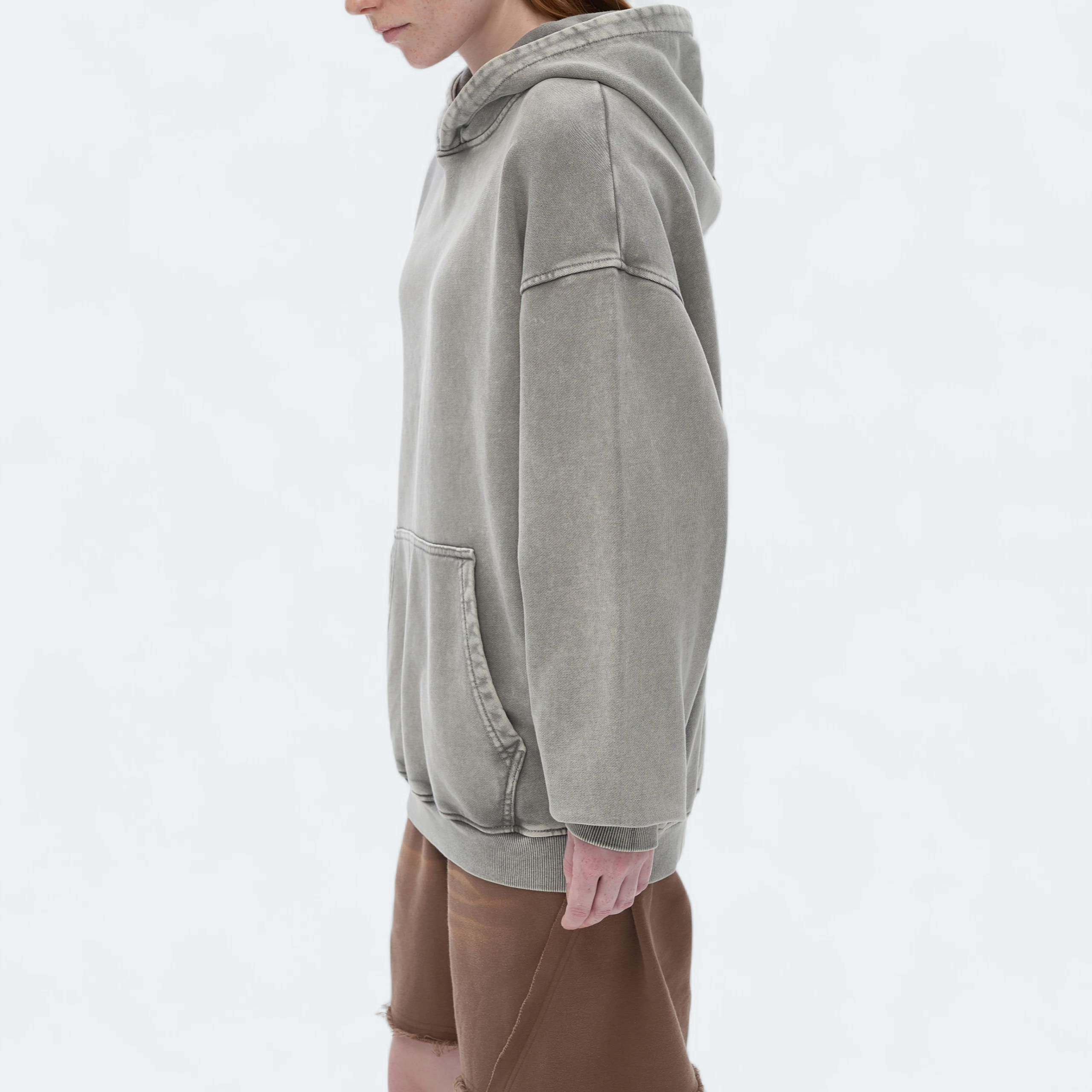 Snow Washed Loose Cotton Hoodie