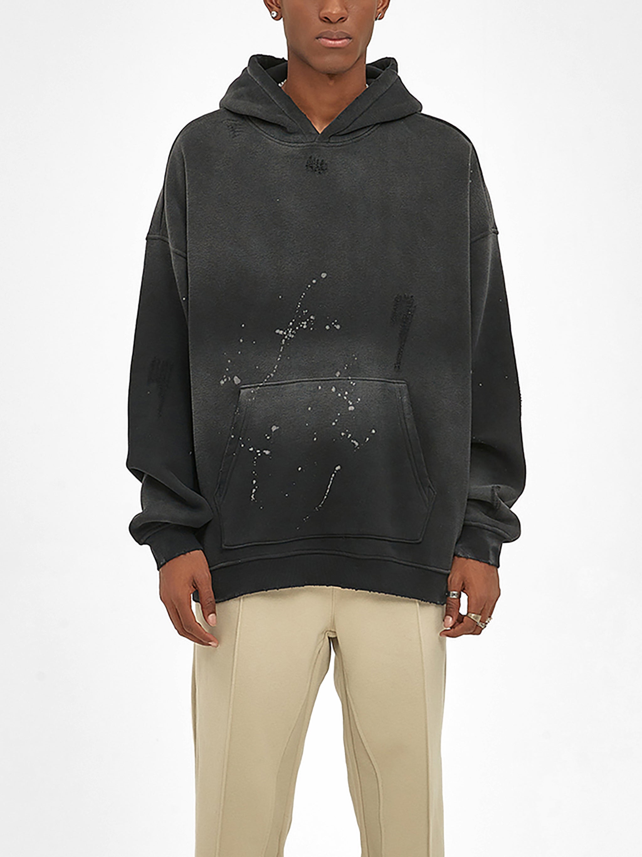 Velvencia Vintage Washed Frayed Fleece Hoodie