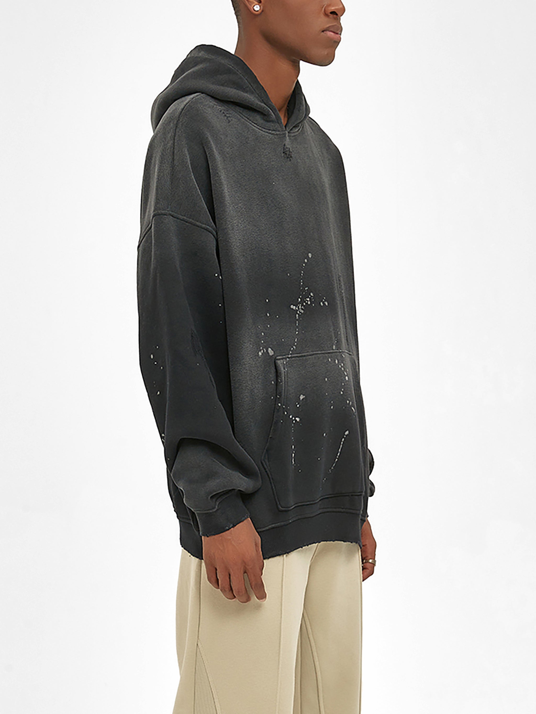 Velvencia Vintage Washed Frayed Fleece Hoodie