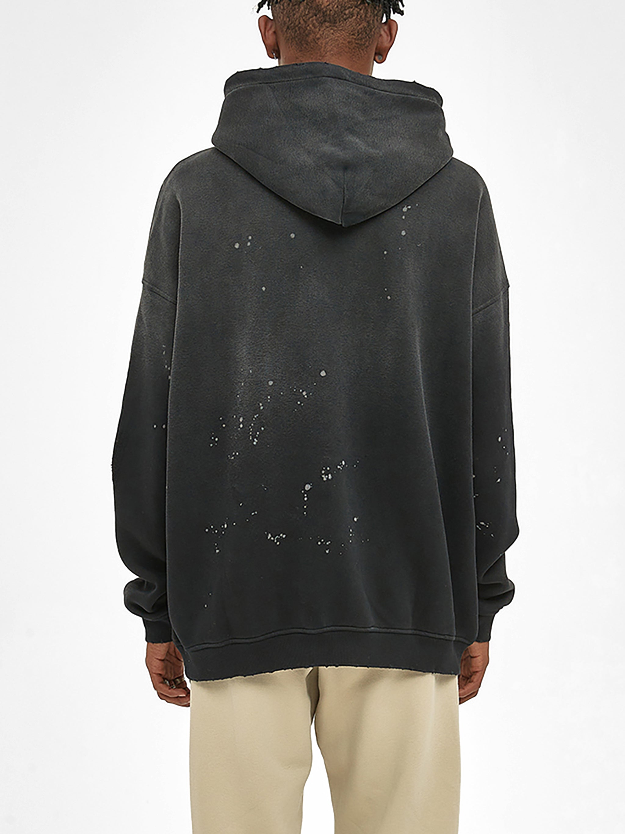 Velvencia Vintage Washed Frayed Fleece Hoodie