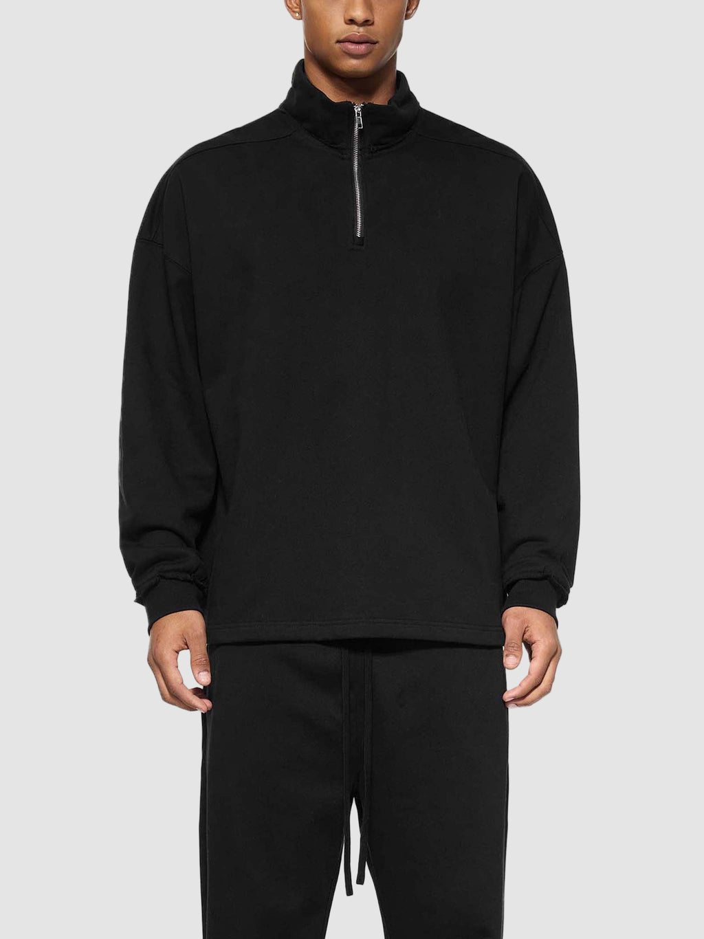 Half-Zip Rolled Edge Fleece Sweatshirt