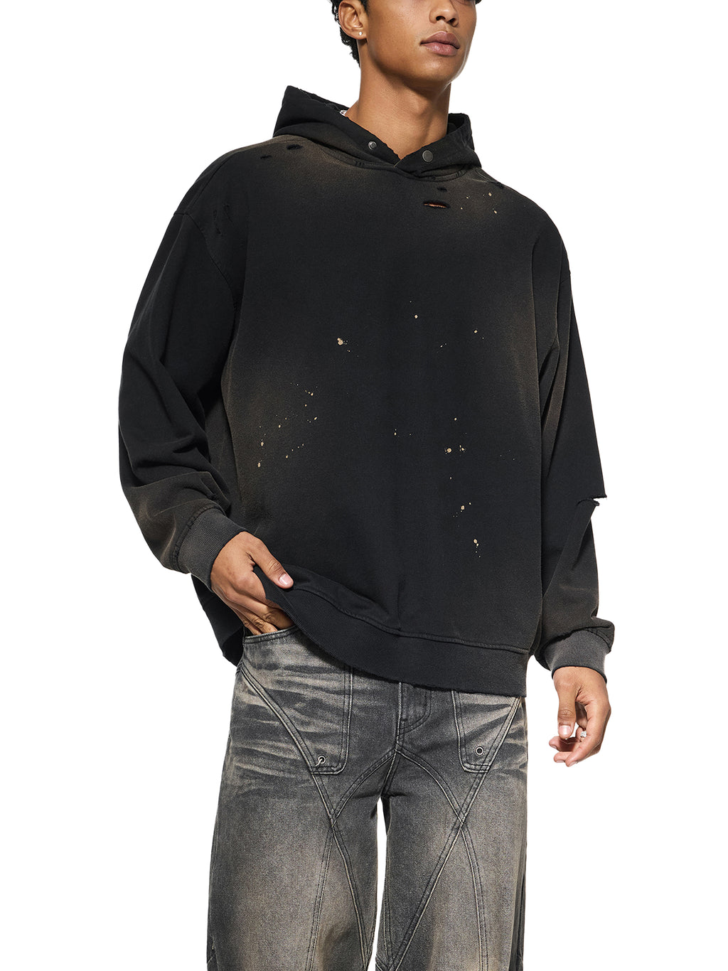 Sun Fade Frayed Fleece Hoodie