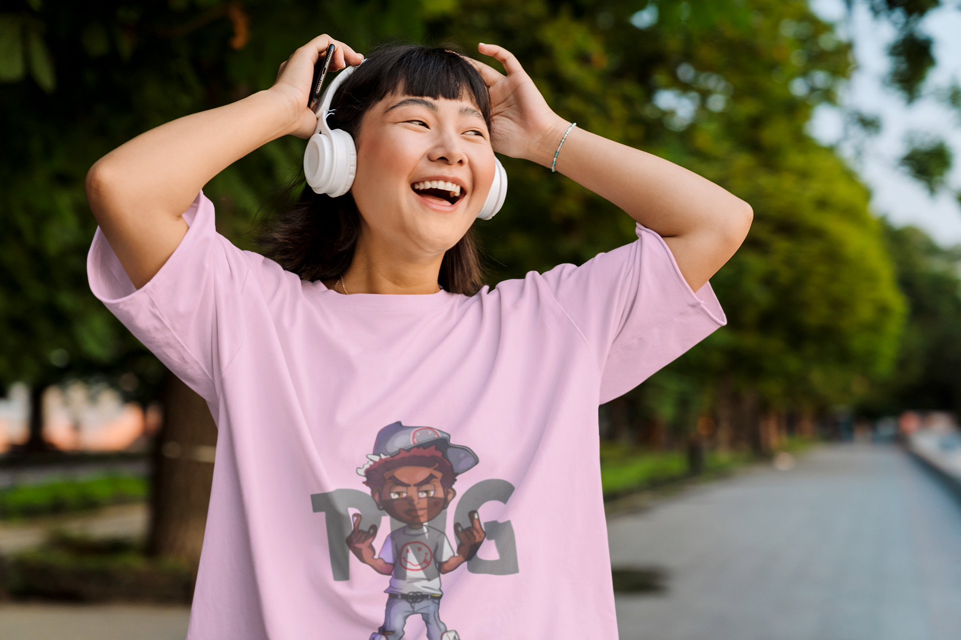 PNG Art Oversized Tshirt Soft Pink XS 