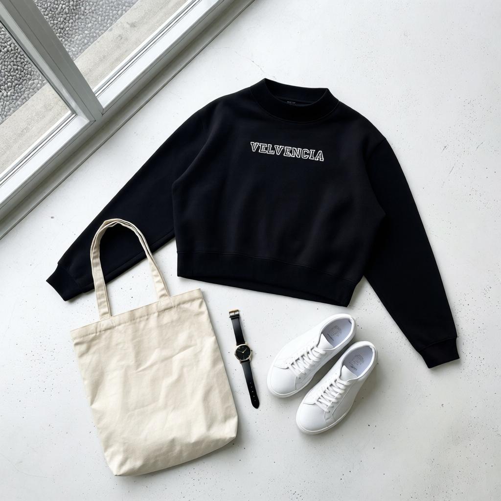 Essential Fleece Mock-Neck Crew Sweatshirt