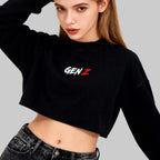 Snow Washed Raw Edge Cropped Sweatshirt
