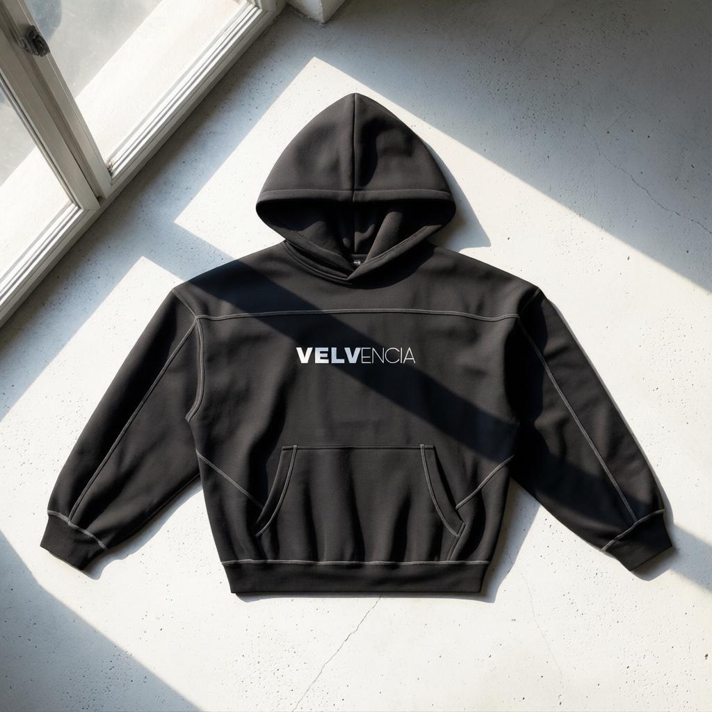 Contrast-Stitched Boxy Fleece Hoodie