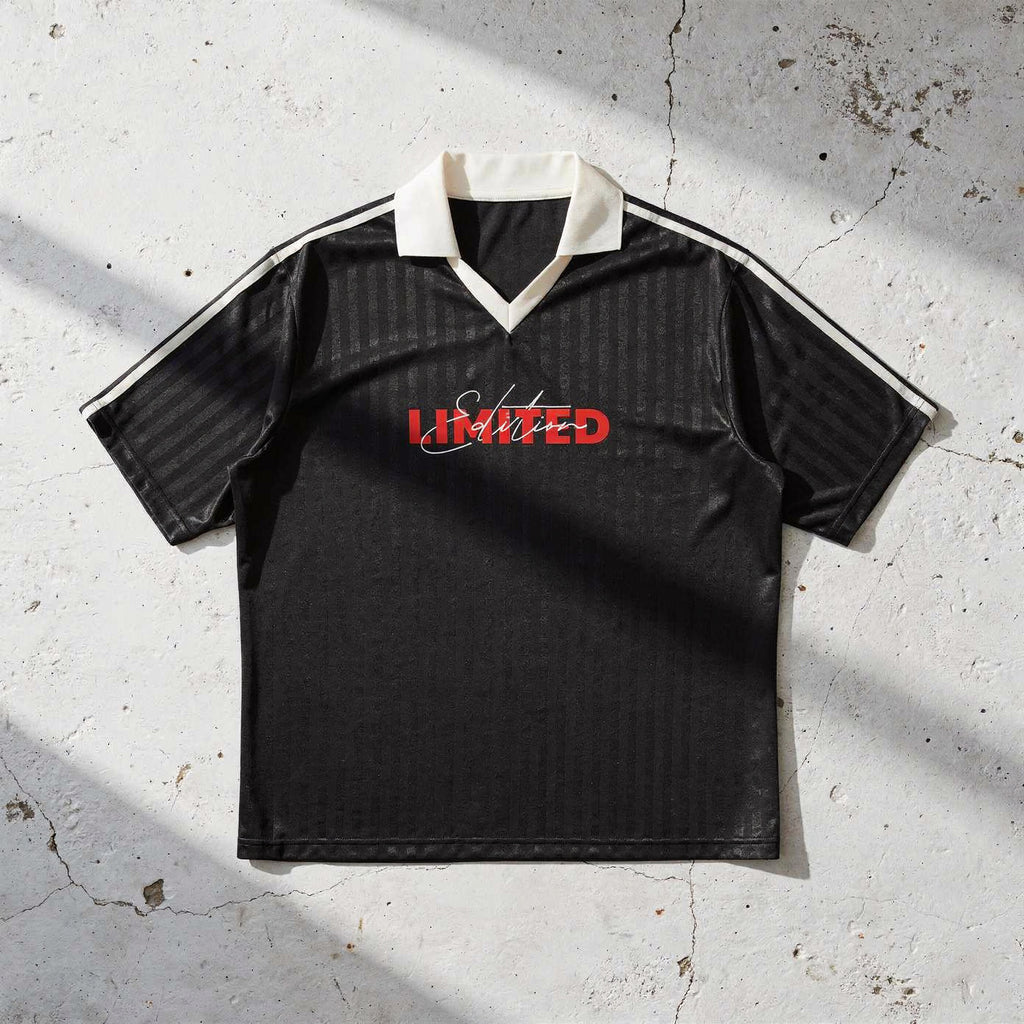 Contrast Collar Striped Soccer Jersey
