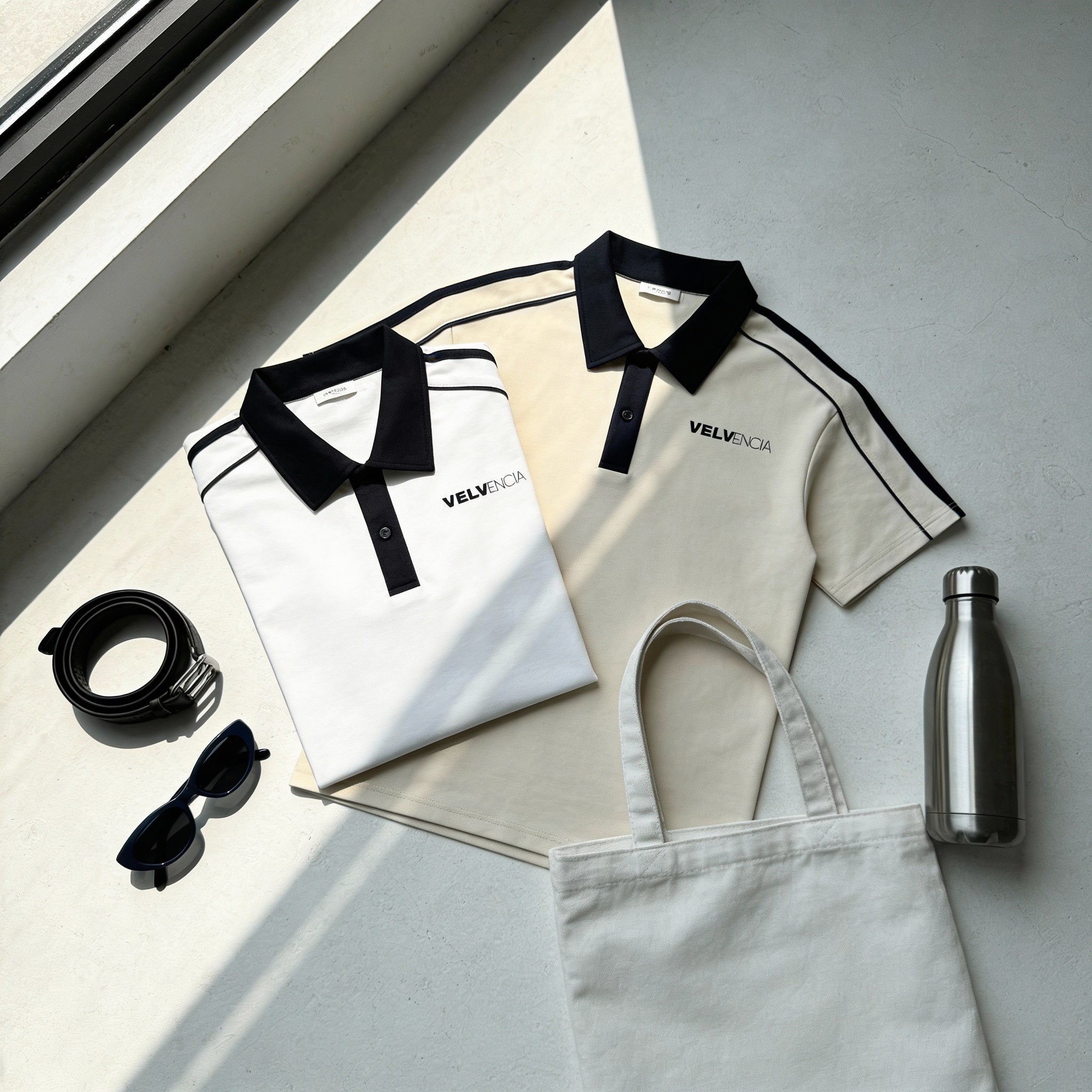 Contrast Collar Short-Sleeve Polo Shirt