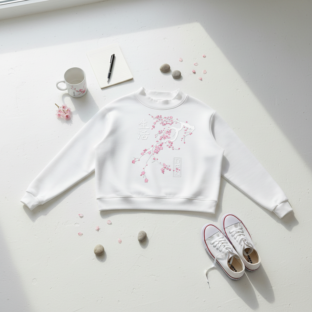 Cherry Blossom Minimal Japanese Sweatshirt