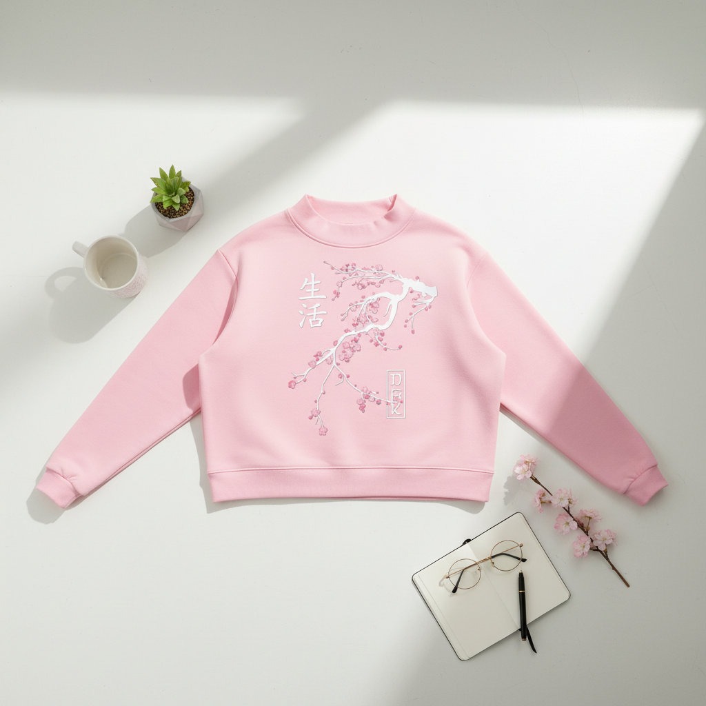 Cherry Blossom Minimal Japanese Sweatshirt