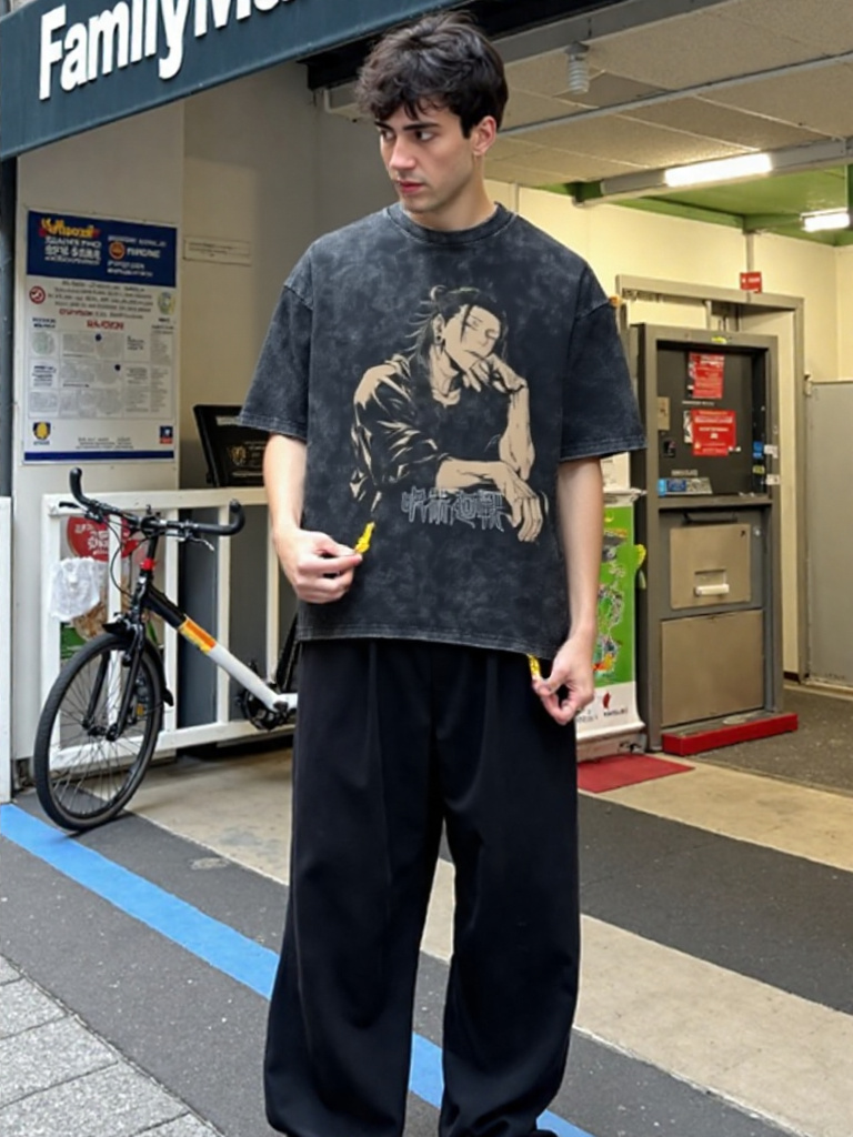 Anime Jujutsu Kaisen Acid Washed Tees