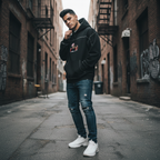 Contrast-Stitched Boxy Fleece Hoodie